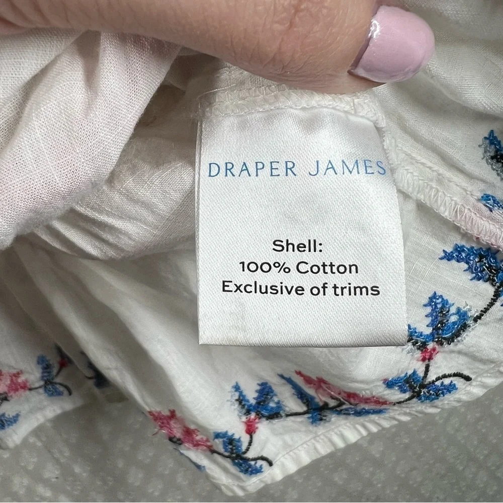 Draper James NWT White Red Camellia‎ Embroidered Peplum Top - Picture 7 of 7